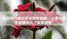 美国再升级对华半导体管制，136家中国企业被列入“实体清单”