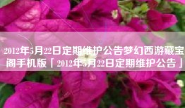 2012年5月22日定期维护公告梦幻西游藏宝阁手机版「2012年5月22日定期维护公告」