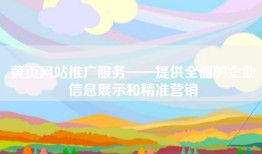 黄页网站推广服务——提供全面的企业信息展示和精准营销