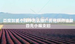 百度智能小程序怎么推广优化获得流量首先小编支招
