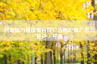 到底磁力智投美容院广告账户推广怎么开户／开通